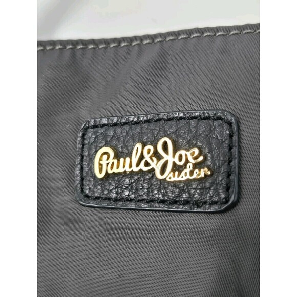 PAUL & JOE SISTER GREY & BLACK NYLON TOTE BAG SHOPPER CAT INTERIOR DOUBLE STRAPS - Picture 6 of 14